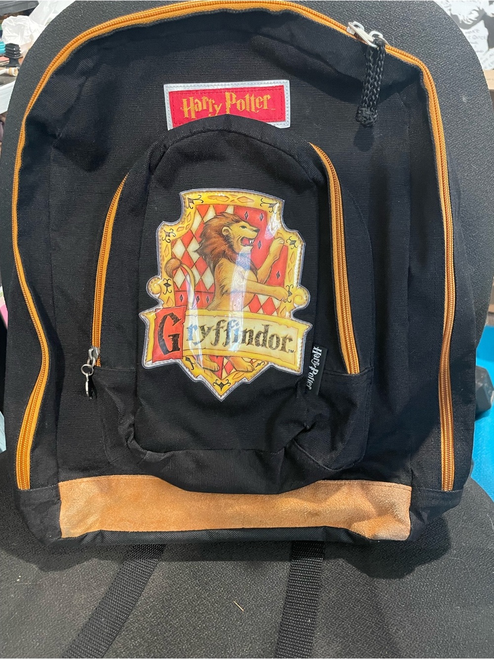 Black Harry Potter Gryffindor Backpack with Suede